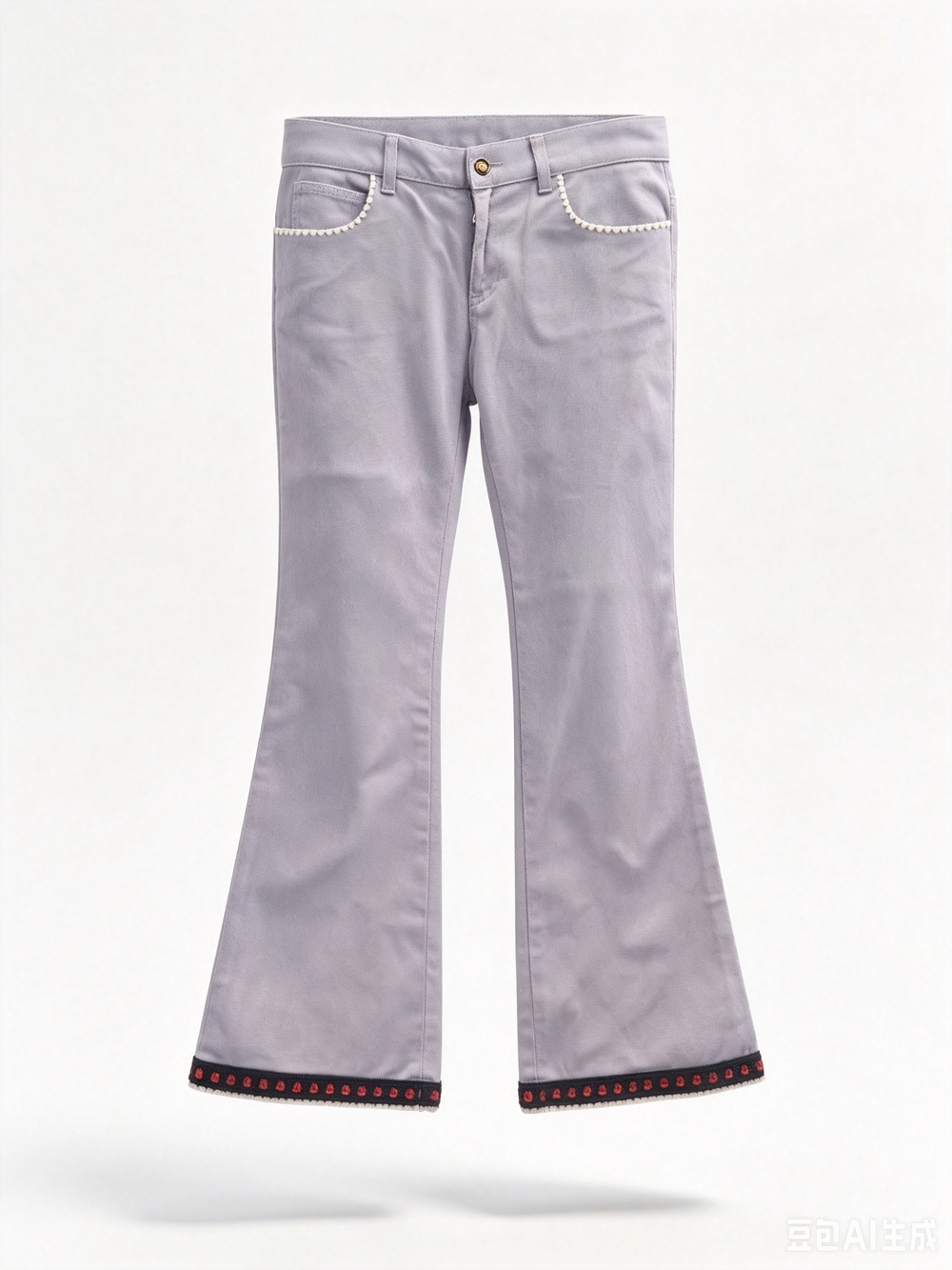 Gucci Lilac Flared Pants with Trim Detail